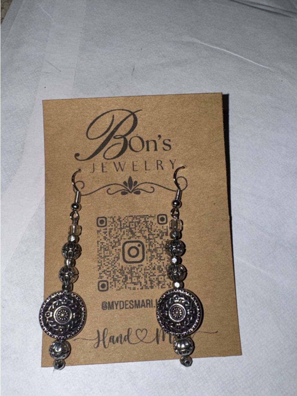 Silver Medallion Drop Earrings